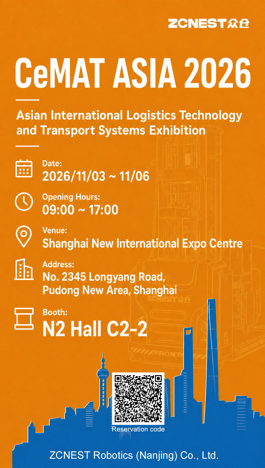 We are excited to invite you to meet ZCNEST at CeMAT ASIA 2026!